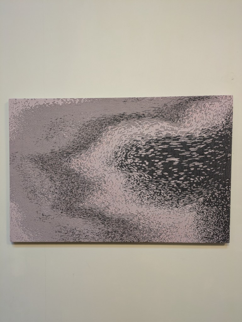black and pink abstract painting wall art textile sculpture organic bubbles